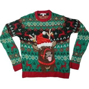 Christmas Reindeer‎ Ugly Sweater Novelty Graphic Print Holiday SKUM032